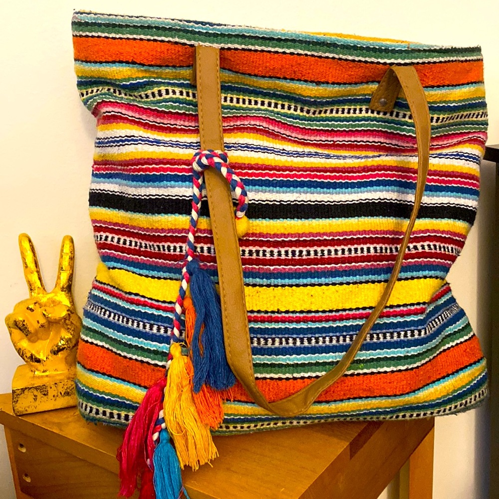 14”H x 17”W Charming Charlie multicolored tote bag